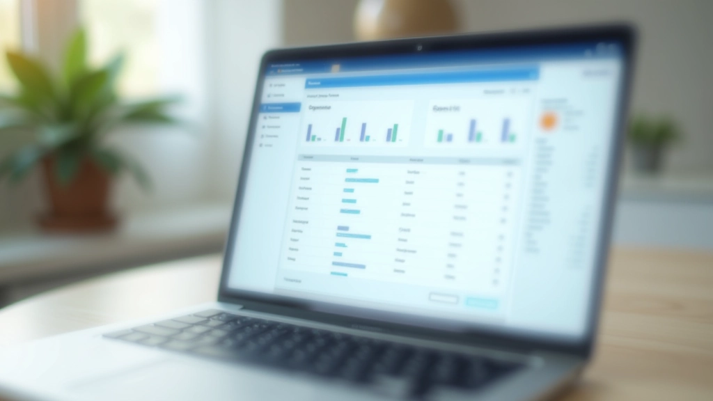 Digital bookkeeping interface showing income and expense categories organized on computer screen