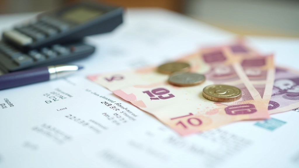 Close-up of financial data, calculator, and currency on desk showing cost analysis and budget planning documents